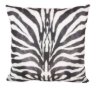 KADİFE ŞÖNİL SİYAH EKRU ZEBRA DESEN BASKILI DEKORATİF YASTIK KILIFI resmi