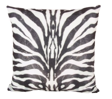 KADİFE ŞÖNİL SİYAH EKRU ZEBRA DESEN BASKILI DEKORATİF YASTIK KILIFI resmi