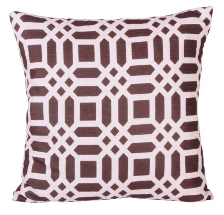 KADİFE ŞÖNİL KAHVE BEYAZ GEOMETRİK DESEN BASKI DEKORATİF YASTIK KILIFI resmi