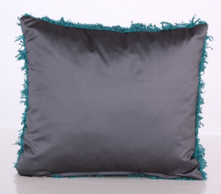 PELUŞ PELÜŞ YEŞİL TAFTA GRİ  DEKORATIF YASTIK KIRLENT KILIFI resmi
