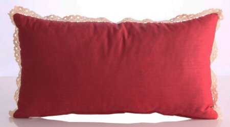KOTON BORDO EKRU ŞEHİR TEMALI DANTELLİ DEKORATİF YASTIK KIRLENT KILIFI resmi