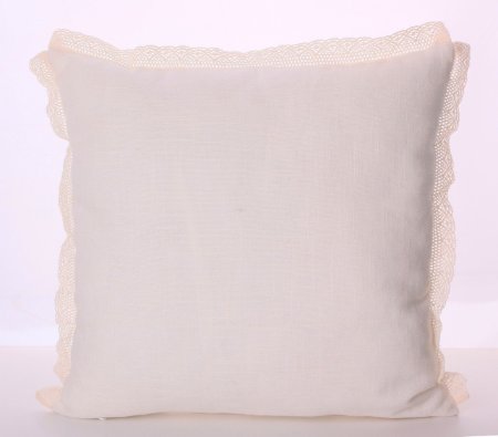 Yastıkminder Keten Ekru Fıransız Dantel Kenarlı Yastık Kılıfı resmi