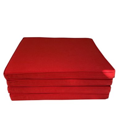 YASTIKMİNDER KOTON KIRMIZI FİTİLLİ 53X46 CM 4 PARÇA SANDALYE KOLTUK MİNDER SETİ resmi