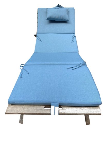 YASTIKMİNDER PES KOTON MAVİ KUMAŞ 4 KATLANIR ÇANTA ŞEZLONG MİNDERİ resmi