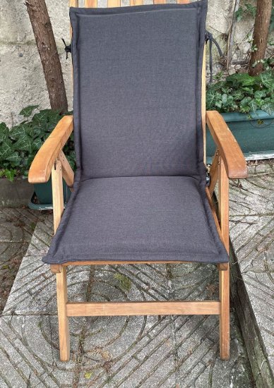 YASTIKMİNDER KOTON PES ANTRASİT RENK 2 KADEMELİ ARKALIKLI ŞEZLONG SANDALYE MİNDERİ resmi