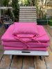 YASTIKMİNDER PES KUMAŞ AÇIK PEMBE SU GEÇİRMEZ 4 KATLANIR ÇANTA ŞEZLONG MİNDERİ resmi
